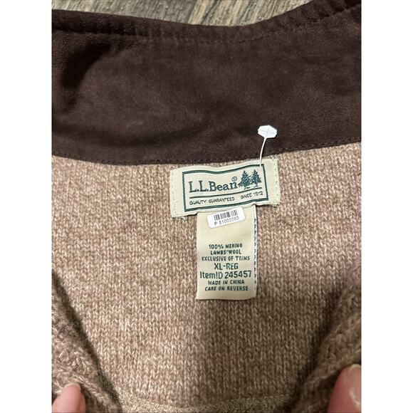 VTG LL Bean Vest Mens XL Brown Lambswool Merino Wool Zip Front Sweater Outdoor - Picture 4 of 6